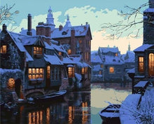 Carica l&#39;immagine nel visualizzatore di Gallery, Dipingere con i numeri - Città notturna sotto la neve