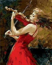 Carica l&#39;immagine nel visualizzatore di Gallery, Dipingere con i numeri - Violinista E Vestito Rosso