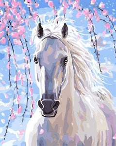 Dipingere con i numeri - Cavallo Bianco E Fiori