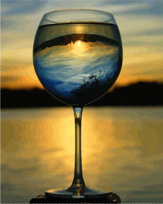 Dipingere con i numeri - Bicchiere Di Vino E Bella Vista