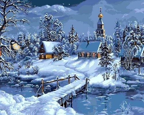 Dipingere con i numeri - Paesaggio Invernale