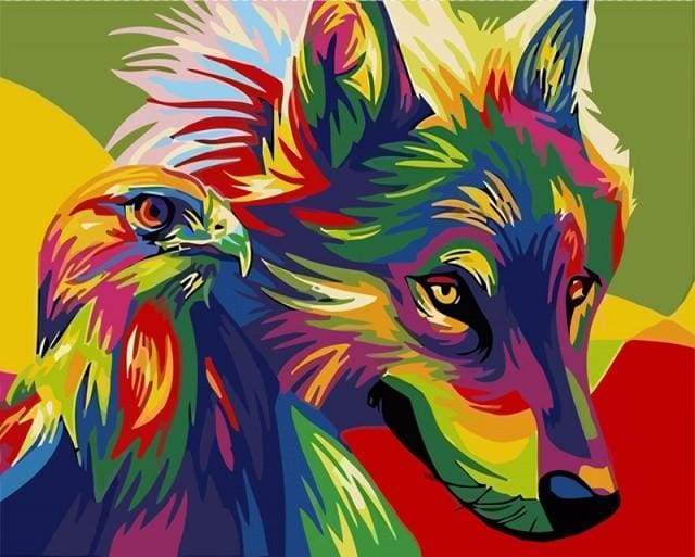 Dipingere con i numeri - Lupo E Aquila Pop Art