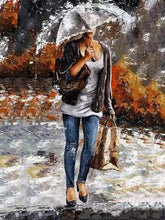 Carica l&#39;immagine nel visualizzatore di Gallery, Dipingere con i numeri - Donna Che Porta Una Borsa Sotto La Pioggia
