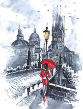 Carica l&#39;immagine nel visualizzatore di Gallery, Dipingere con i numeri - Donna In Rosso E Ombrello