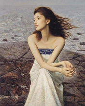 Carica l&#39;immagine nel visualizzatore di Gallery, Dipingere con i numeri - Donna Sulle Rocce In Spiaggia