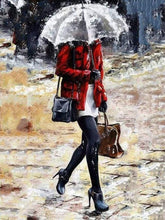Carica l&#39;immagine nel visualizzatore di Gallery, Dipingere con i numeri - Donna Che Cammina Sotto La Pioggia