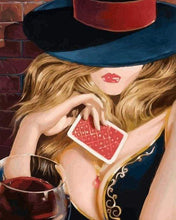 Carica l&#39;immagine nel visualizzatore di Gallery, Dipingere con i numeri - Donna Con Le Carte