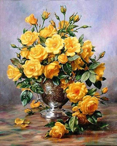 Dipingere con i numeri - Vaso E Fiori Gialli