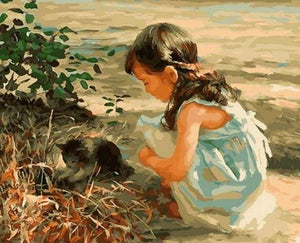 Dipingere con i numeri - Giovane Ragazza Con Gatto