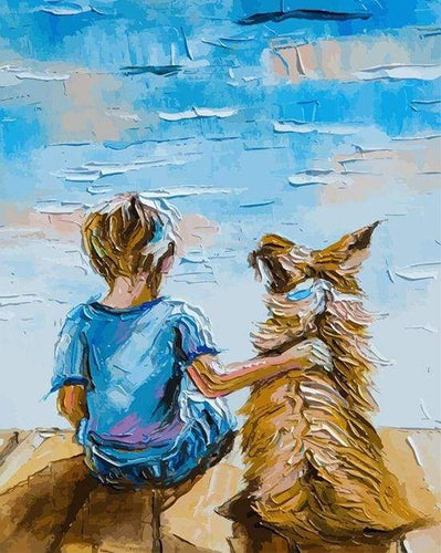 Dipingere con i numeri - Ragazzino Con Cane